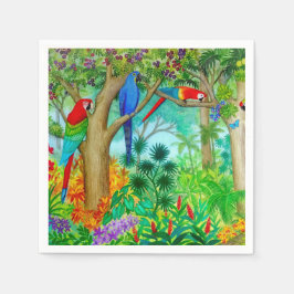 Macaw Parrot Art Jungle Pappra Napkins Pappersservett