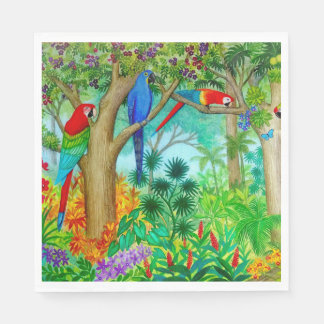 Macaw Parrot Art Jungle Pappra Napkins Pappersservett