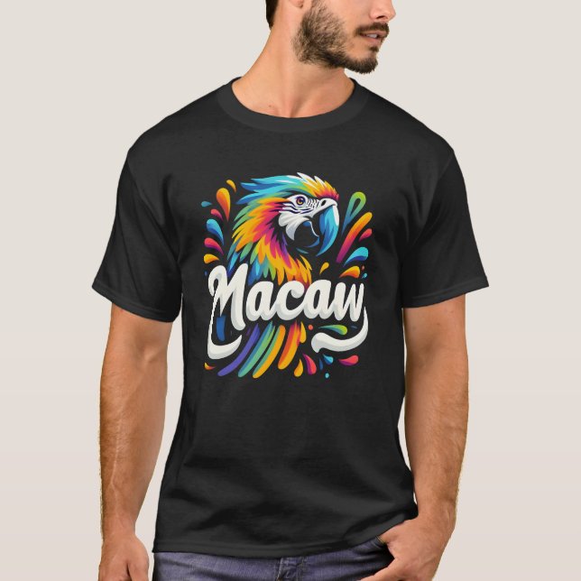 Macaw Parrot Bird T Shirt (Framsida)