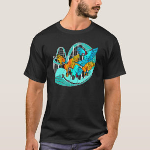 Macaw Parrot Birds Riding Roller Underlägg Amuseme T Shirt