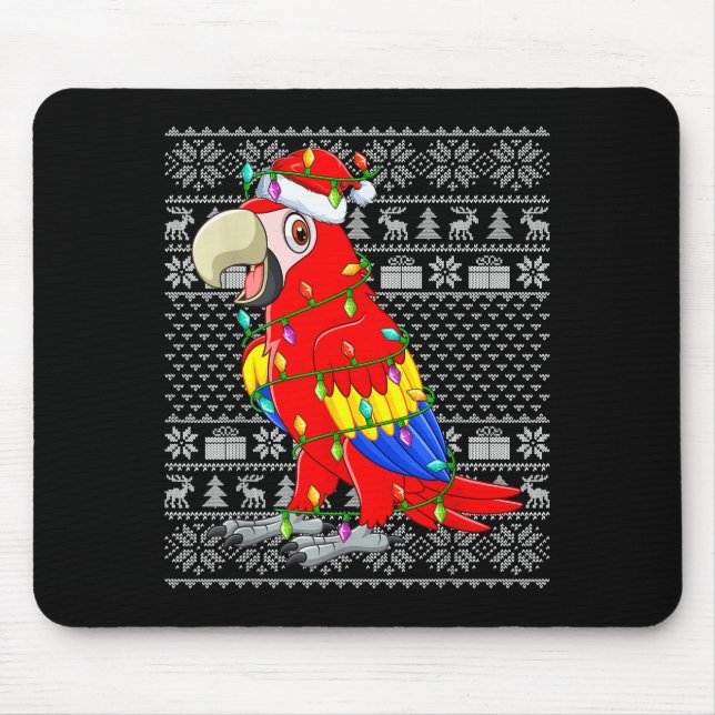 Macaw Parrot Christmas Lights Ugly Sweater Funny B Musmatta (Framsidan)