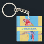 Macaw Parrot Colorful Boys Childs Birthday Blue<br><div class="desc">Macaw Parrot Colorful Bright Boys Birthday Tallrikar,  med ett helt anpassade namn. En underbar design,  designad från min ursprungliga vattenfärgsgrafik.</div>