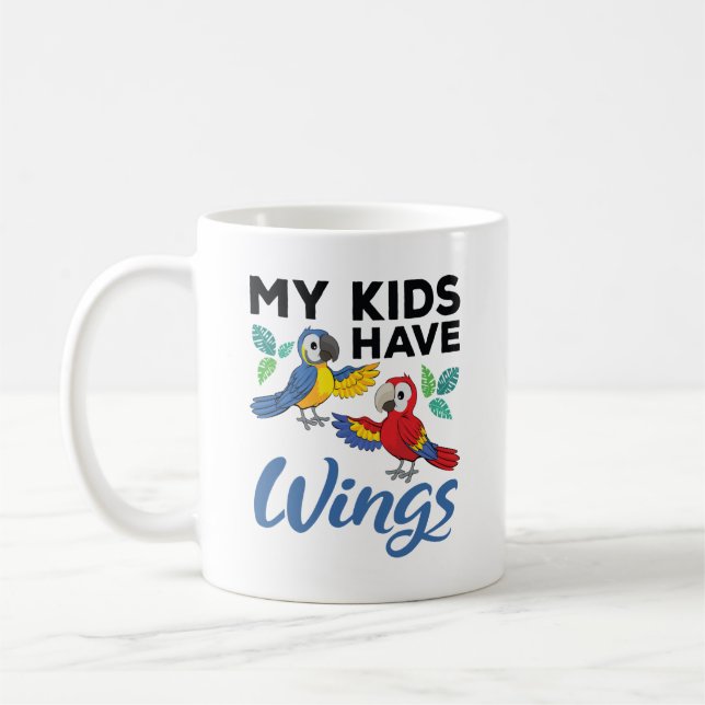 Macaw Parrot Owner Cute My Kids har Vingar Kaffemugg (Vänster)