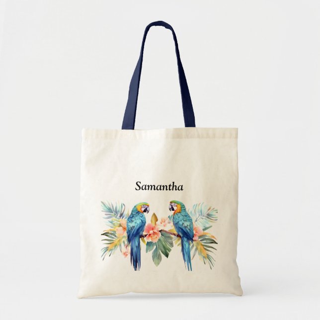 Macaw Parrot Personlig Tote Bag Tygkasse (Framsidan)