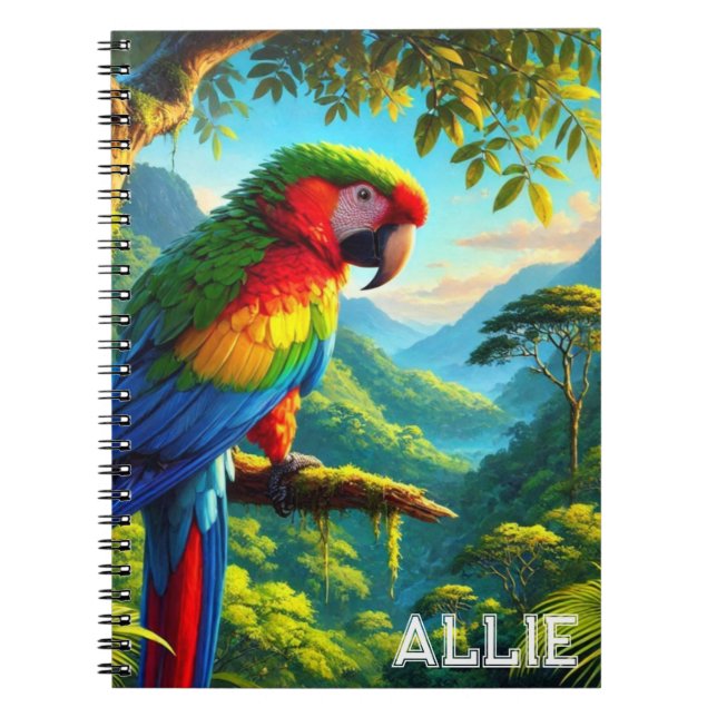 Macaw Parrot Rainforest Spiral Photo Notebook Anteckningsbok (Framsidan)