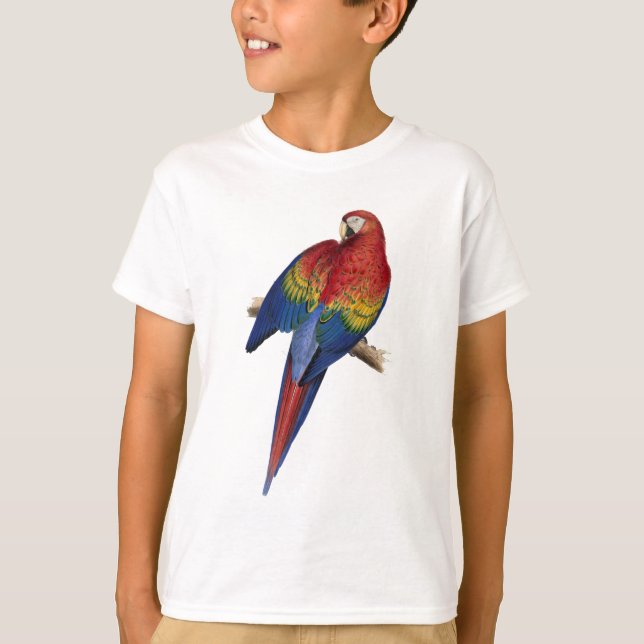 Macaw Parrot Red Gult Blue Grönt Bird Tee Shirt (Framsida)
