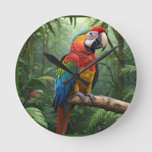 Macaw Parrot Rund Klocka