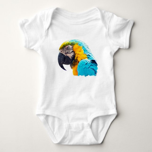 Macaw porträtt på en turkos bakgrund t shirt (Framsida)