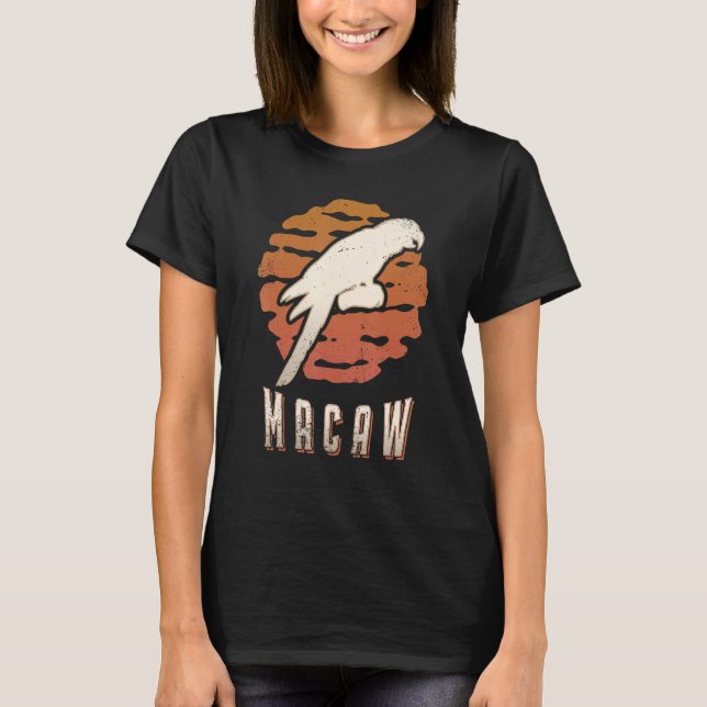 Macaw Vintage Retro Classic Animal Sunset T Shirt (Framsida)