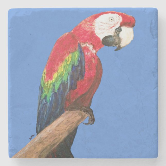 Macawpapegojakustfartyg. Original- konst Underlägg Sten (Framsidan)