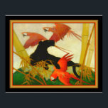 "Macaws & Panther" Stark Davis Art Deco-utskrift Poster<br><div class="desc">Colorful Art Deco Print by Stark Davis med titeln Macaws & Panther. ca. 1920</div>