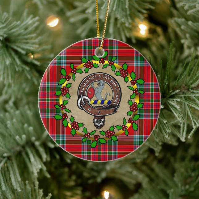 MacBain Klan Badge & Tartan Personlig jul Julgransprydnad Keramik (Träd)