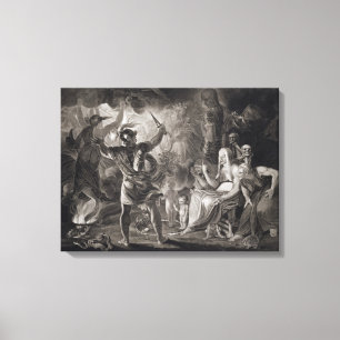 Macbeth de tre häxorna och Hecate agerar in dropp Canvastryck