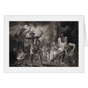 Macbeth de tre häxorna och Hecate agerar in dropp Hälsningskort