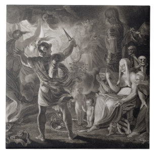 Macbeth de tre häxorna och Hecate agerar in dropp Kakelplatta