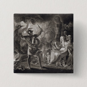 Macbeth de tre häxorna och Hecate agerar in dropp Knapp