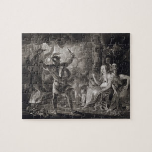 Macbeth de tre häxorna och Hecate agerar in dropp Pussel