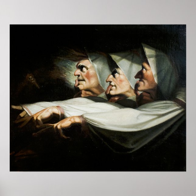 "Macbeth", Konstig Sisters av Henry Fuseli Poster (Framsidan)