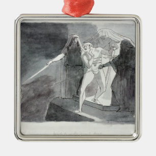 Macbeth och det beväpnade huvudet julgransprydnad metall