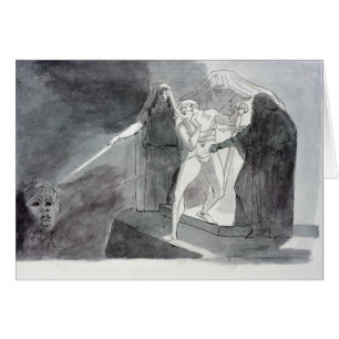 Macbeth och det väpnade huvudet hälsningskort