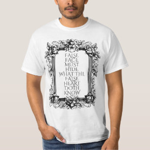 Macbeth Quote Art - "False Ansikte must Göm" T Shirt