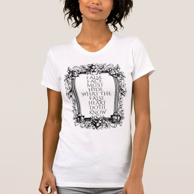Macbeth Quote Art - "False Ansikte must Göm" T Shirt (Framsida)