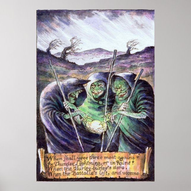 Macbeth Witches Poster (Framsidan)