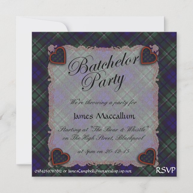 Maccallum Scottish klan tartan - Play Inbjudningar (Framsida)