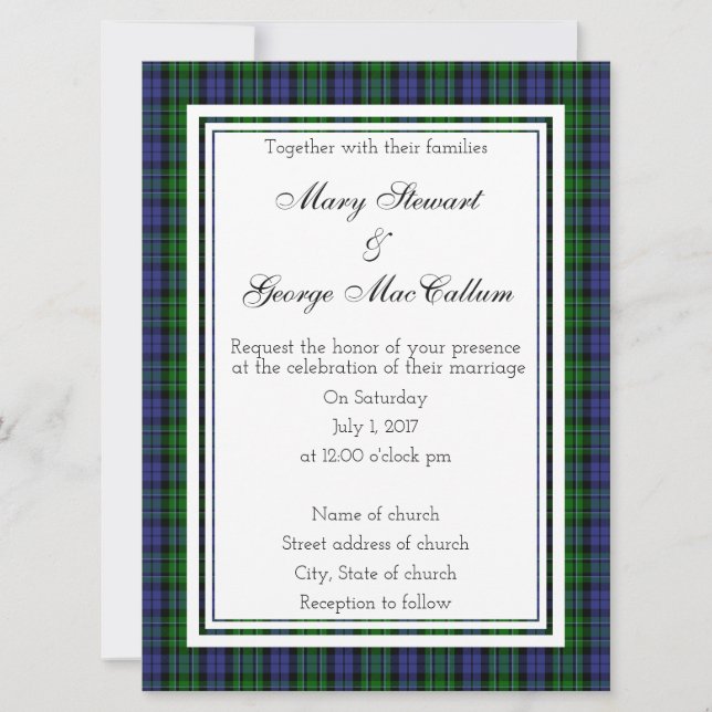 MacCallum Scottish Wedding-inbjudan Inbjudningar (Framsida)