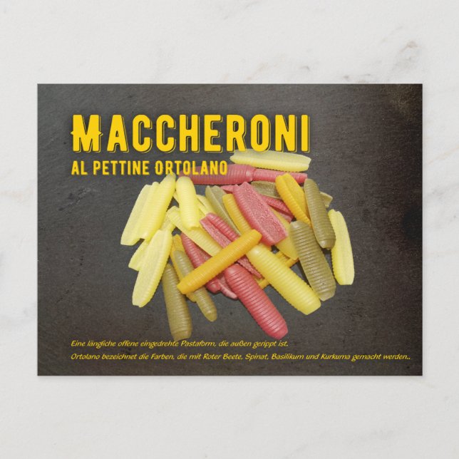 Maccheroni al pettine Italienisches Rezept  Vykort (Framsida)