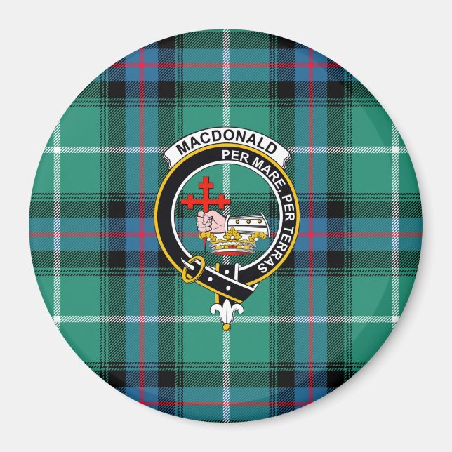 MacDonald Clan-märke och Tartan-magnet Magnet (Framsidan)