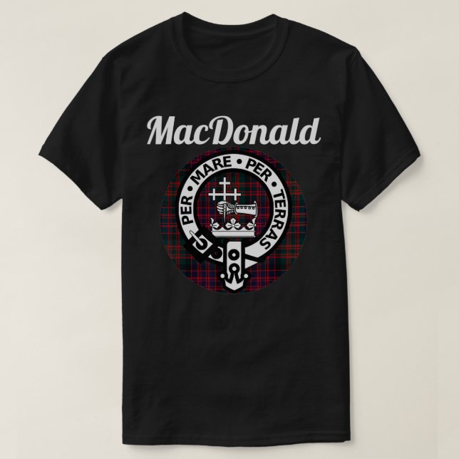 MacDonald Klan Scottish Namn Jackar av Arm Tartan T Shirt (Design framsida)