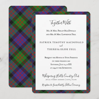 MacDonald Klan Tartan Scottish Play Inbjudningar
