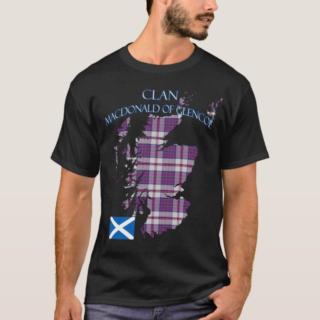 MacDonald of Glencoe Scottish Klan Tartan Scotland T Shirt (Framsida)