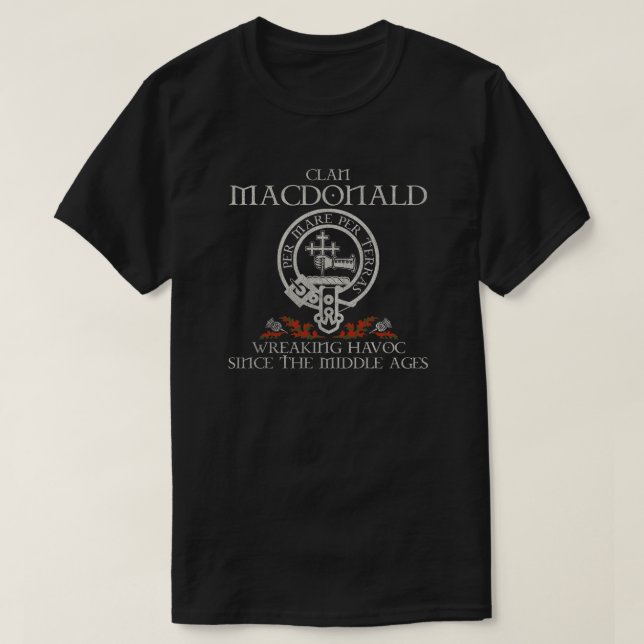 MacDonald of Sleat Klan vapensköld Scottish Surnam T Shirt (Design framsida)