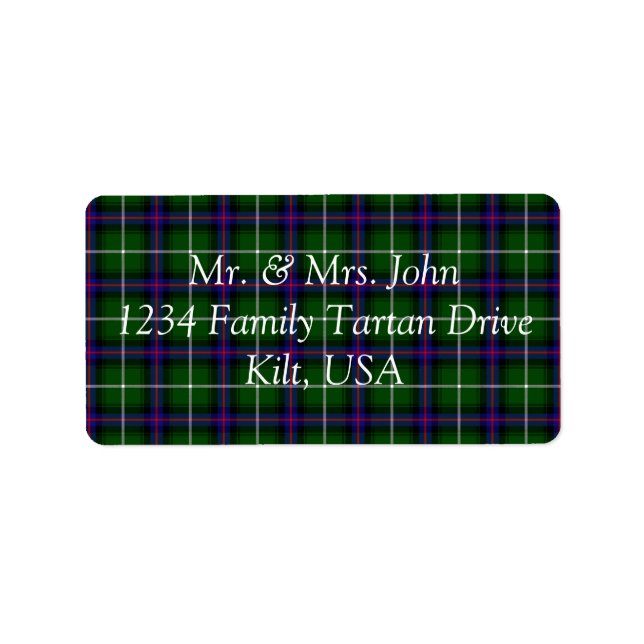 MacDonald of the Isles Tartan Label Adressetikett (Framsidan)