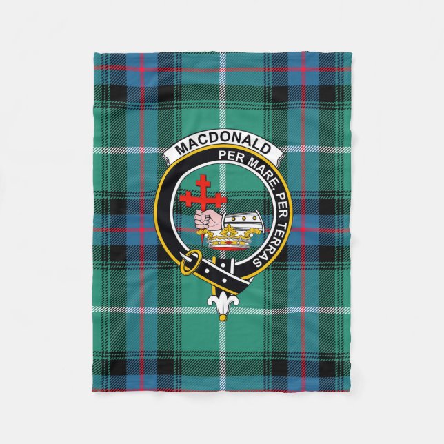MacDonald Tartan, Badge & Crest Blanket Fleecefilt (Framsidan)
