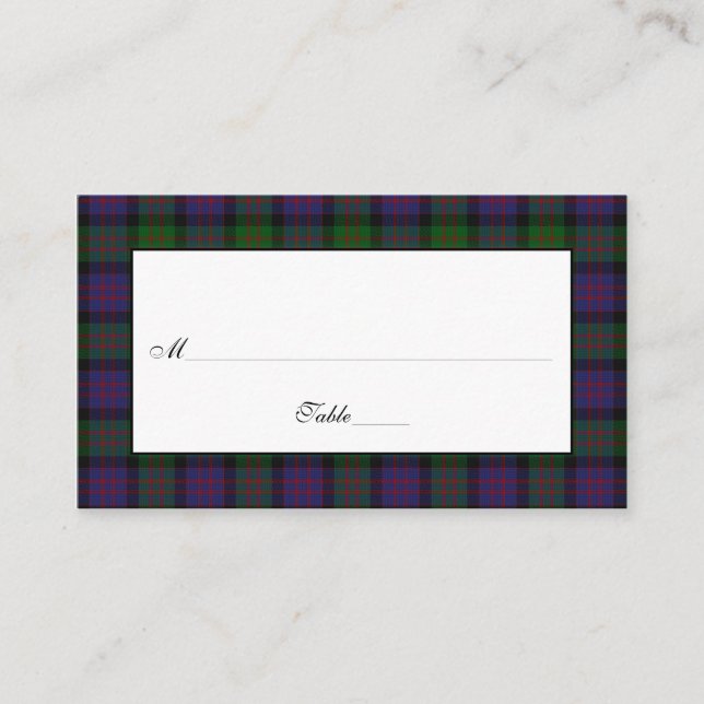 MacDonald Tartan Bröllop ortkort Placeringskort (Framsida)