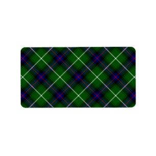 MacDonald tartan grönt blue plaid Adressetikett