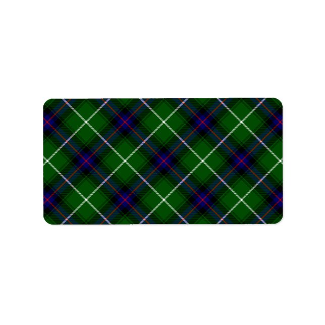 MacDonald tartan grönt blue plaid Adressetikett (Framsidan)