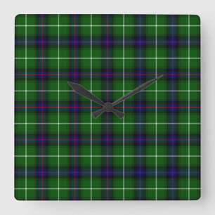 MacDonald tartan grönt blue plaid Fyrkantig Klocka