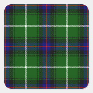 MacDonald tartan grönt blue plaid Fyrkantigt Klistermärke