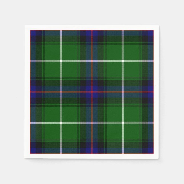 MacDonald tartan grönt blue plaid Pappersservett (Framsidan)