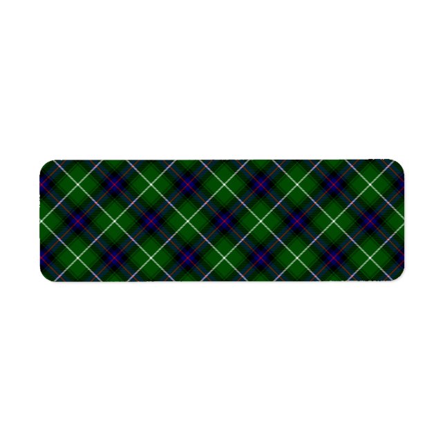 MacDonald tartan grönt blue plaid Returadress Etikett (Framsidan)
