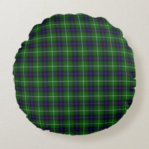 MacDonald tartan grönt blue plaid Rund Kudde
