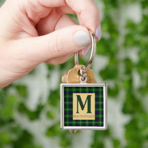 MacDonald Tartan Monogram M Fyrkantig Silverfärgad Nyckelring