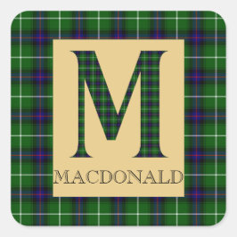 MacDonald Tartan Monogram M Fyrkantigt Klistermärke