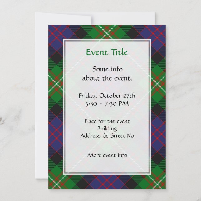 MacDonell Clan av Glengarry Tartan Inbjudningar (Baksida)