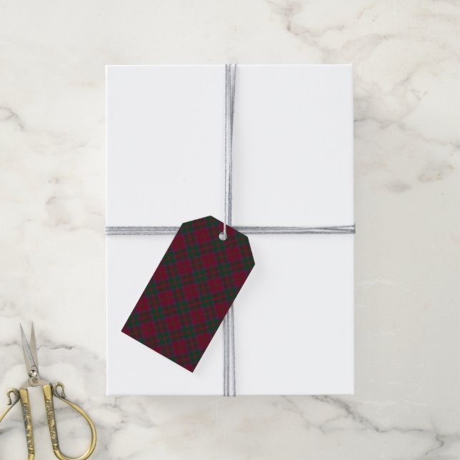 MacDougall Clan Origineux Vibrant Röd Plaid Presentetikett (Med Snöre)