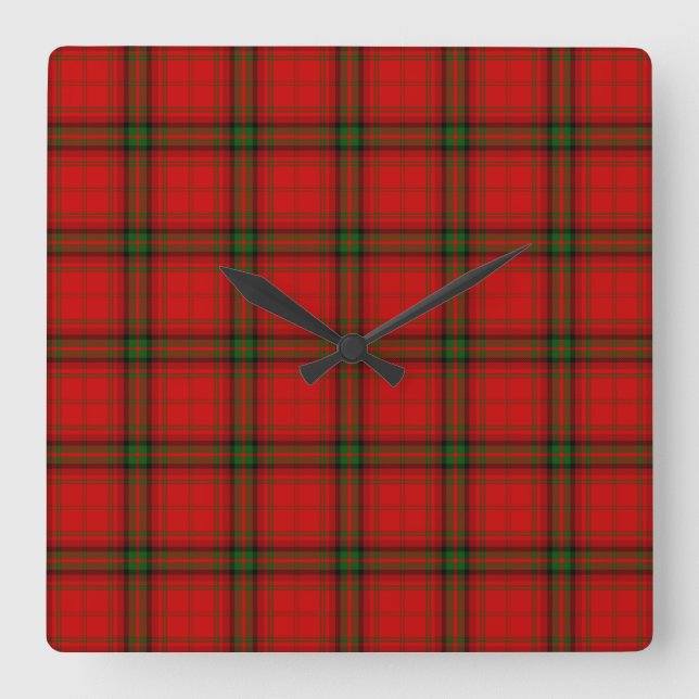 MacDougall tartan Red grönt plaid Fyrkantig Klocka (Framsida)